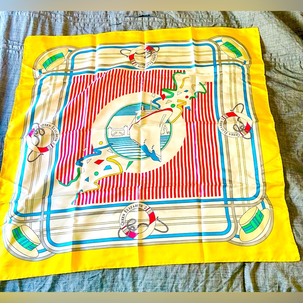 Rare vintage Queen Elizabeth II souvenir scarf